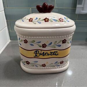 Biscotti | vintage 11” for Nonni hand painted floral cookie jar